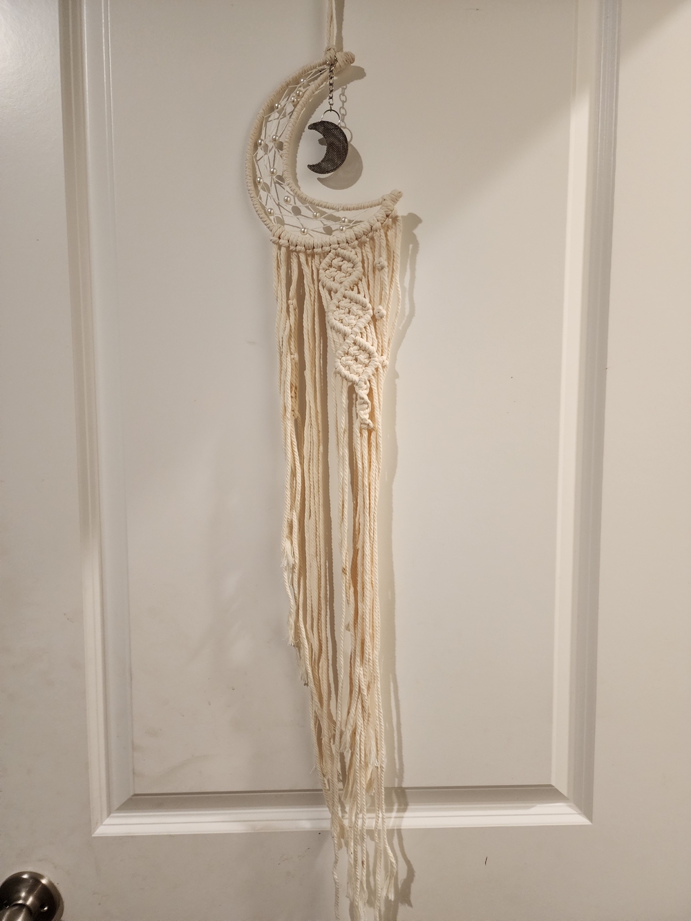 Cream Macramé Moon Wall Hanging